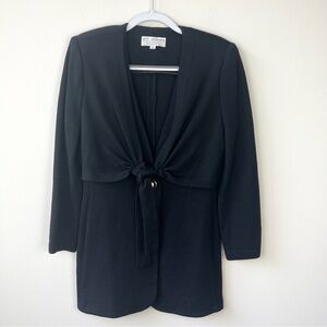 St. John Black Layered Knit Sweater Jacket